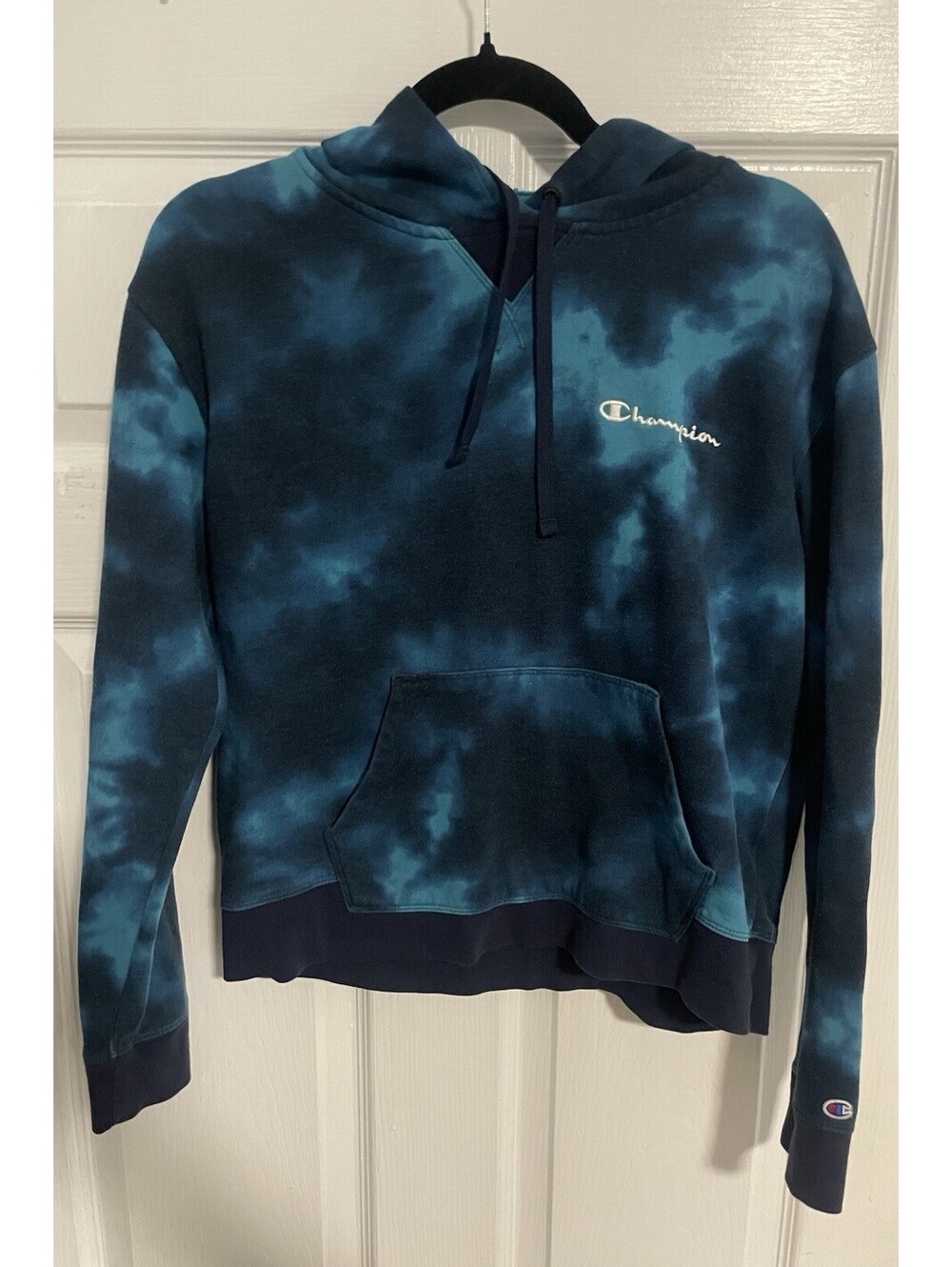 Champion Teal And Navy Tie-Dye Hoodies, Size M